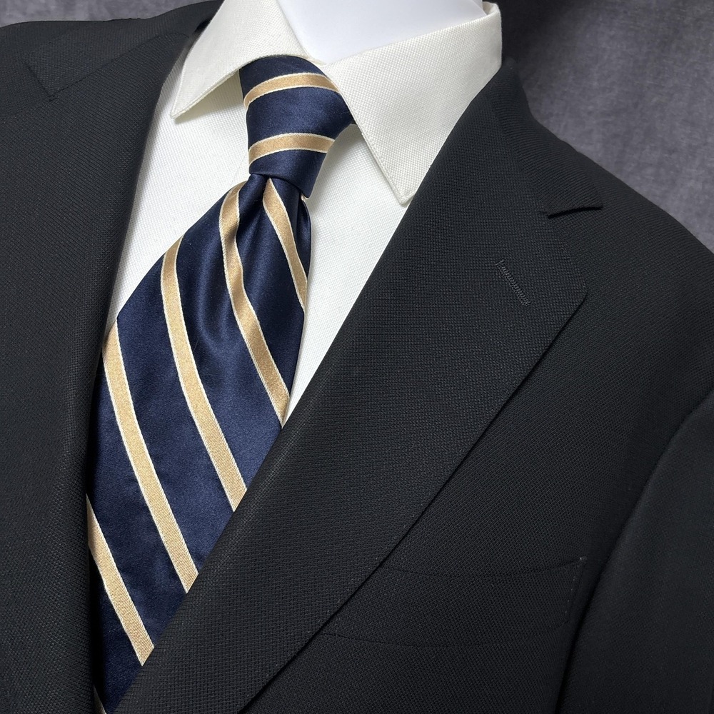 Canali Sport Coat 46R Black Wool Water Resistant Blazer Hopsack Italy IT56R 44R